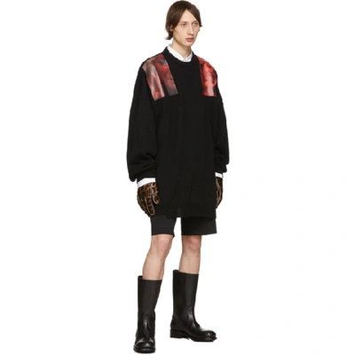 Shop Raf Simons Black Oversized Patches Sweater In 09930 Red