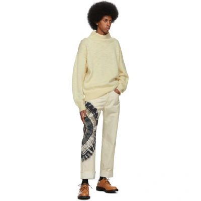 Shop Dries Van Noten Off-white Tie-dye Jeans In Ecru