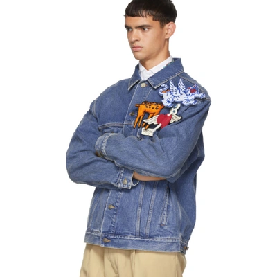 Shop Gucci Blue Denim Pin Jacket In 4206 Blue