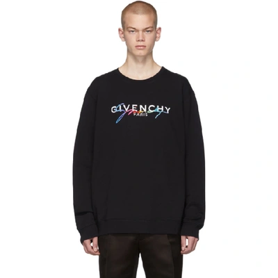 Shop Givenchy Black Signature Logo Sweatshirt In 001 Black