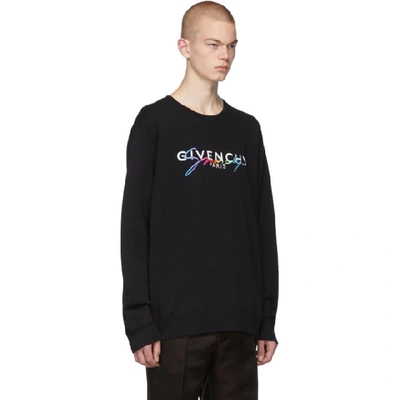 Shop Givenchy Black Signature Logo Sweatshirt In 001 Black