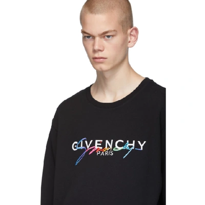 Shop Givenchy Black Signature Logo Sweatshirt In 001 Black