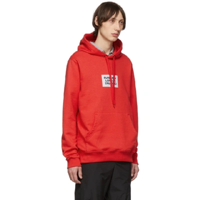 Shop Burberry Red Square Logo Hoodie In Bright Red