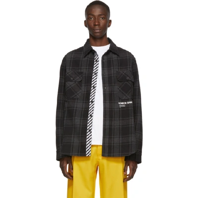 Shop Off-white Ssense Exclusive Black Quote Flannel Shirt In Black/white