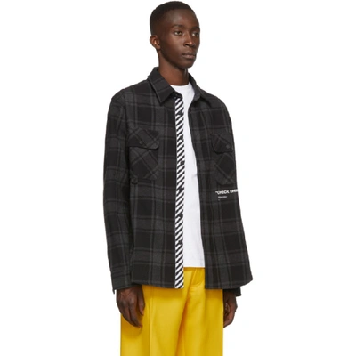 Shop Off-white Ssense Exclusive Black Quote Flannel Shirt In Black/white