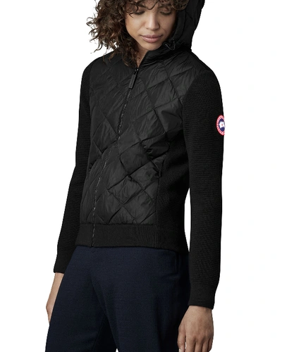 Shop Canada Goose Hybridge Quilted Knit Hoodie In Black
