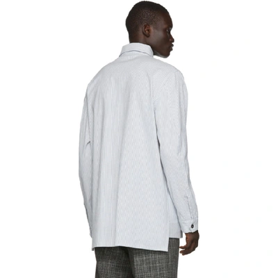 Shop Loewe White And Blue Stripe Shirt In 2105 Whtblu