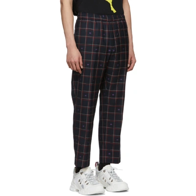 Shop Gucci Black Wool Gg Trousers In 4039ink/bor