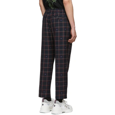 Shop Gucci Black Wool Gg Trousers In 4039ink/bor