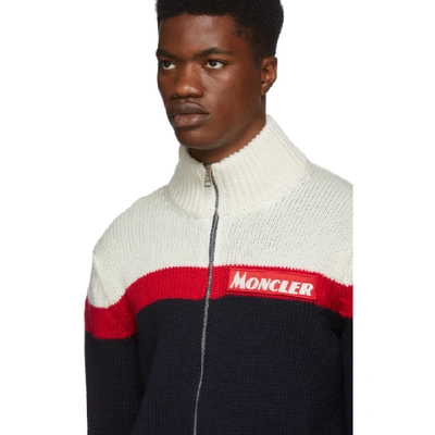 MONCLER 灰白色 AND 海军蓝 MAGLIONE TRICOT 拉链毛衣
