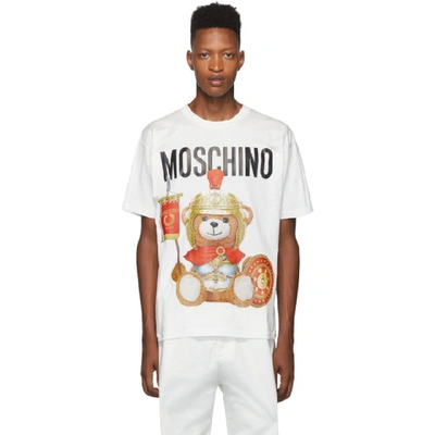 Shop Moschino White Gladiator Teddy T-shirt In V1002 White