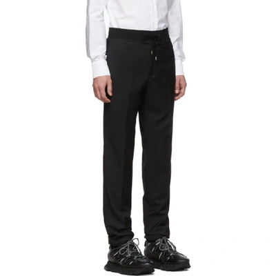 Shop Lanvin Black Grosgrain Belt Slim-fit Trousers In 10 Black