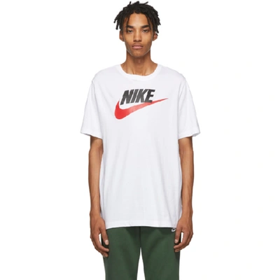 Shop Nike White Icon Futura T-shirt In 100whtblkrd
