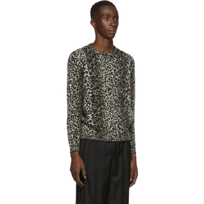 Shop Saint Laurent Beige And Black Jacquard Leopard Sweater In 9794 Bgblk