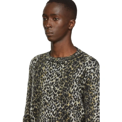 Shop Saint Laurent Beige And Black Jacquard Leopard Sweater In 9794 Bgblk