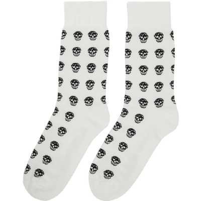 Shop Alexander Mcqueen White And Black Short Skull Socks In 9060 Whtblk