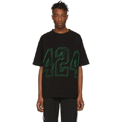 Shop 424 Black Logo T-shirt In Washedblack