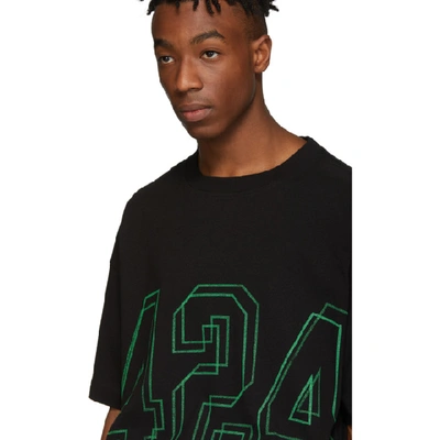 Shop 424 Black Logo T-shirt In Washedblack