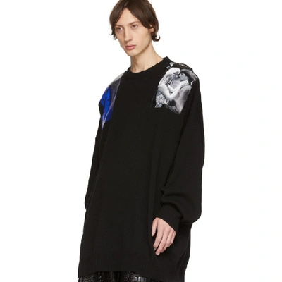 Shop Raf Simons Black Oversized Patches Sweater In 09944 Blkni