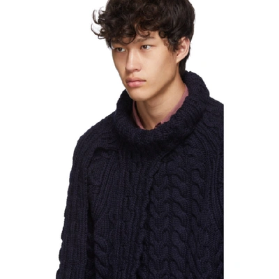 Shop Lanvin Navy Wool Asymmetric Sweater In 29 Navy Blu