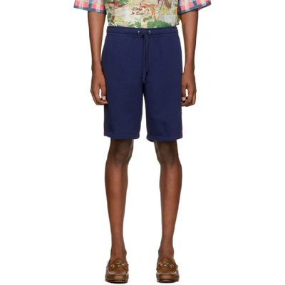 Shop Gucci Blue Gg Star Patch Shorts In 4703 Blue