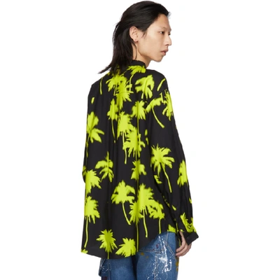 Shop Msgm Black And Yellow Palm Trees Shirt In 06 Blkmulti