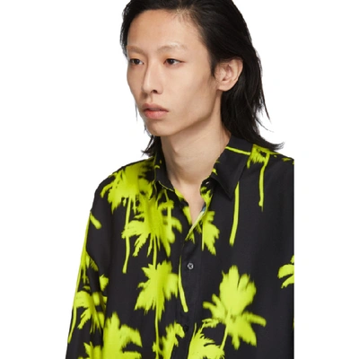 Shop Msgm Black And Yellow Palm Trees Shirt In 06 Blkmulti