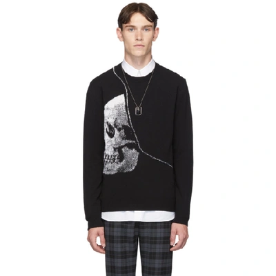 Shop Alexander Mcqueen Black Knit Skull Sweater