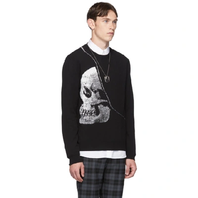 Shop Alexander Mcqueen Black Knit Skull Sweater