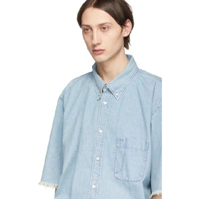 Shop Balenciaga Blue Denim Logo Shirt In Clear Blue