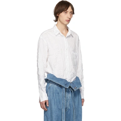 Shop Yohji Yamamoto White Wrinkled Shirt