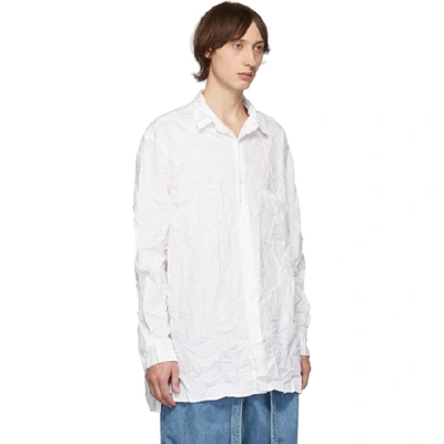 Shop Yohji Yamamoto White Wrinkled Shirt