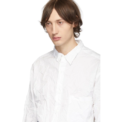 Shop Yohji Yamamoto White Wrinkled Shirt