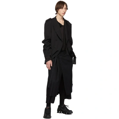 Shop Yohji Yamamoto Black And Grey Diagonal Long Sleeve T-shirt In Charcoal