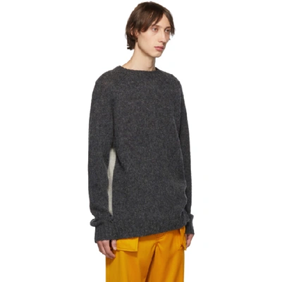Shop Loewe Grey Wool Melange Sweater In 1120 Grey