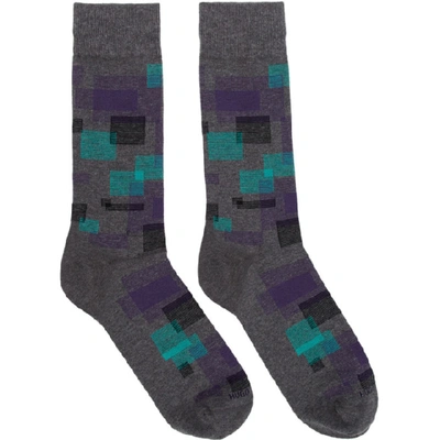 Shop Hugo Boss Boss Grey Square Socks In 031medgrey