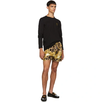 Shop Versace Underwear Black Logo Long Sleeve T-shirt In A008 Black