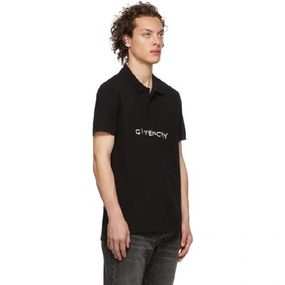 Shop Givenchy Black Stitch Logo Polo