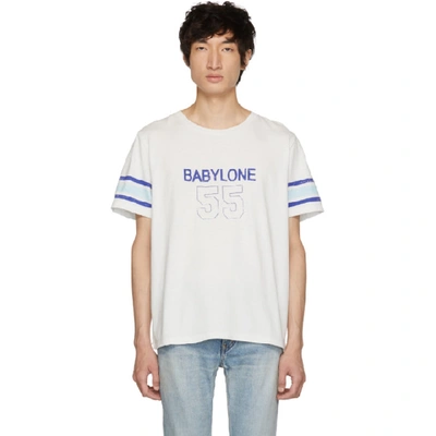 Shop Saint Laurent Off-white 'babylone' T-shirt