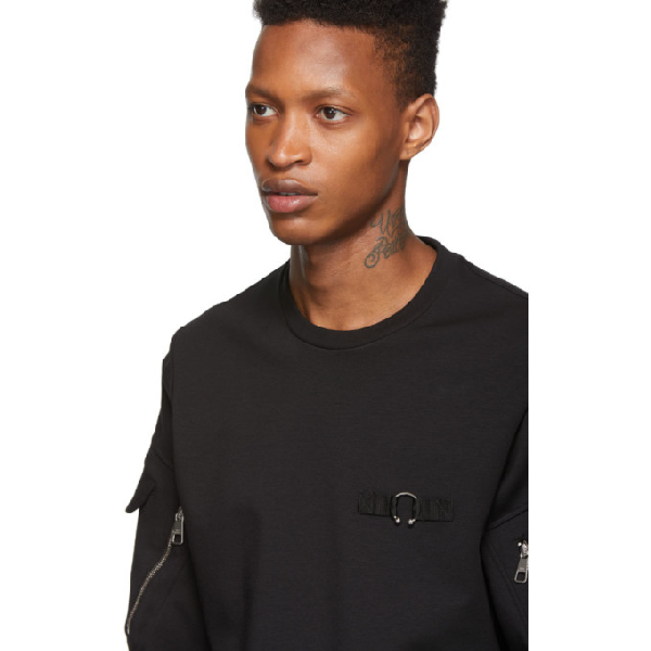 Neil Barrett Zip Detail Sweatshirt In 01 Black | ModeSens