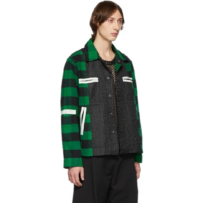 Shop Craig Green Green Plaid Flannel Worker Shirt Jacket