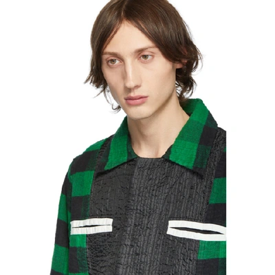 Shop Craig Green Green Plaid Flannel Worker Shirt Jacket
