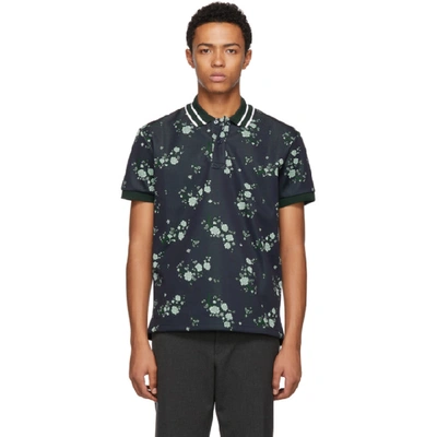 Shop Kenzo Navy Floral Polo In 76 Navyblue