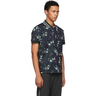 Shop Kenzo Navy Floral Polo In 76 Navyblue