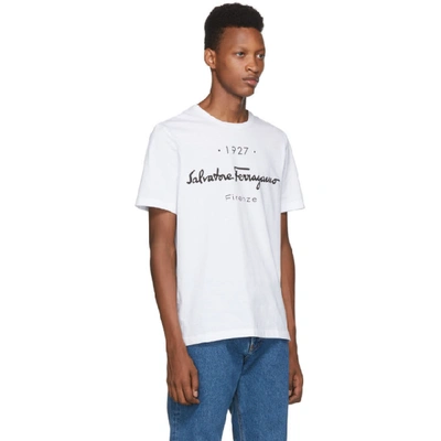 Shop Ferragamo Salvatore  White Logo T-shirt In White/black