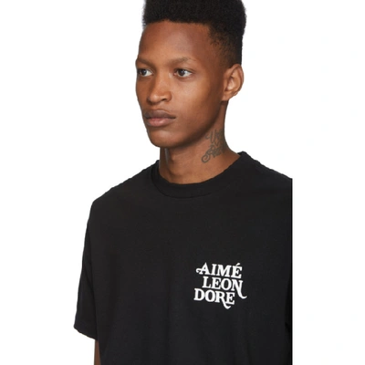 Shop Aimé Leon Dore Black Flocked T-shirt