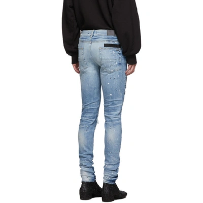 Shop Amiri Indigo Painted Military Patch Jeans In Medcrfindig