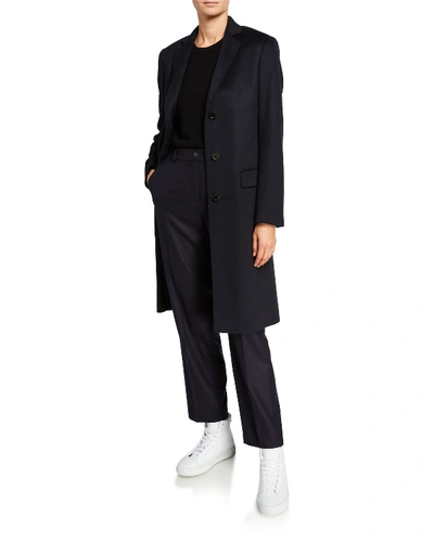 Shop Agnona Cashmere Single-breasted Slim Coat, Navy