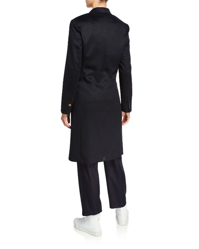 Shop Agnona Cashmere Single-breasted Slim Coat, Navy