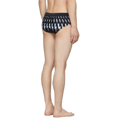 Shop Neil Barrett Black Lightning Bolt Swim Briefs In 186blkwht